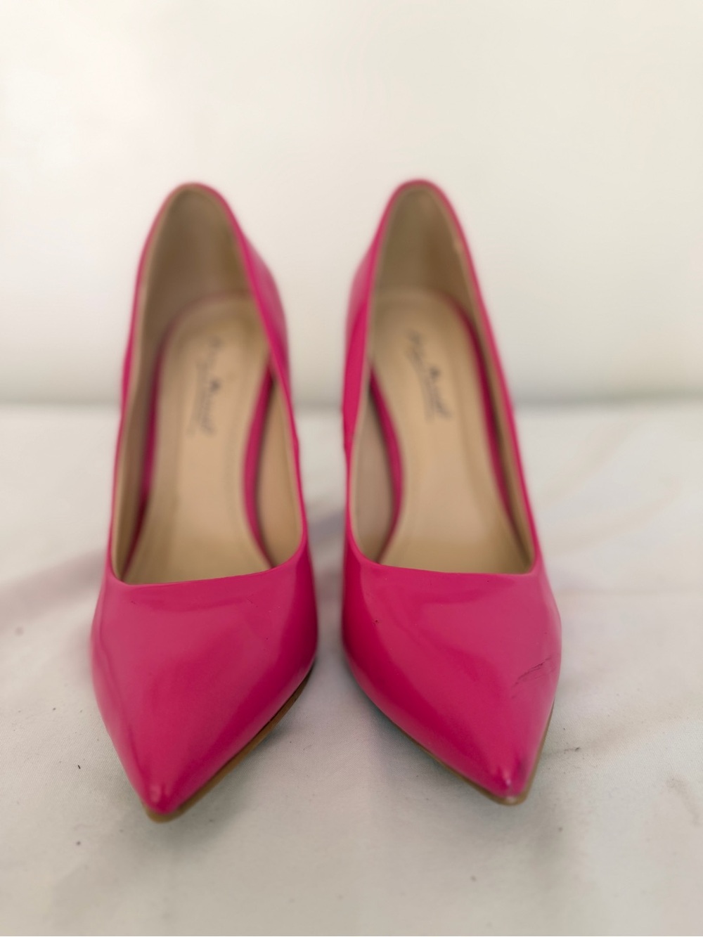 Anne Michelle Patent Pointed Toe Pumps in Bright Pink